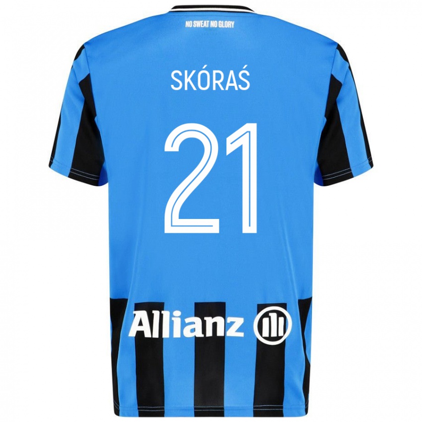 Gyermek Michal Skoras #21 Égszínkék Fekete Hazai Jersey 2024/25 Mez Póló Ing