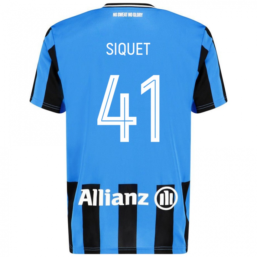 Gyermek Hugo Siquet #41 Égszínkék Fekete Hazai Jersey 2024/25 Mez Póló Ing