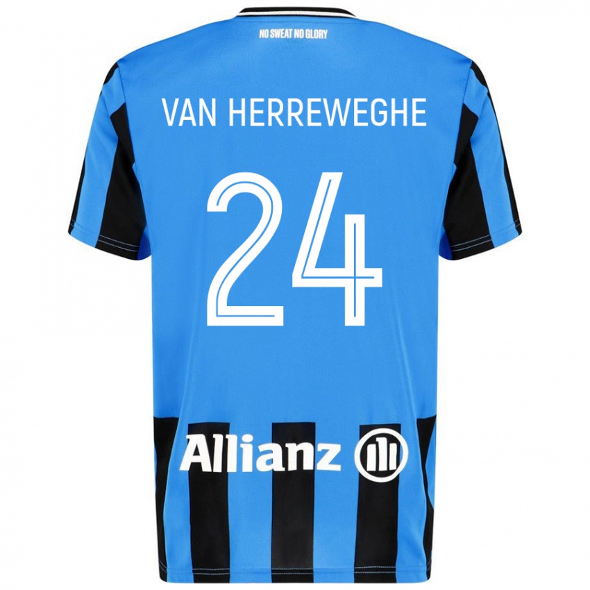 Gyermek Febe Van Herreweghe #24 Égszínkék Fekete Hazai Jersey 2024/25 Mez Póló Ing