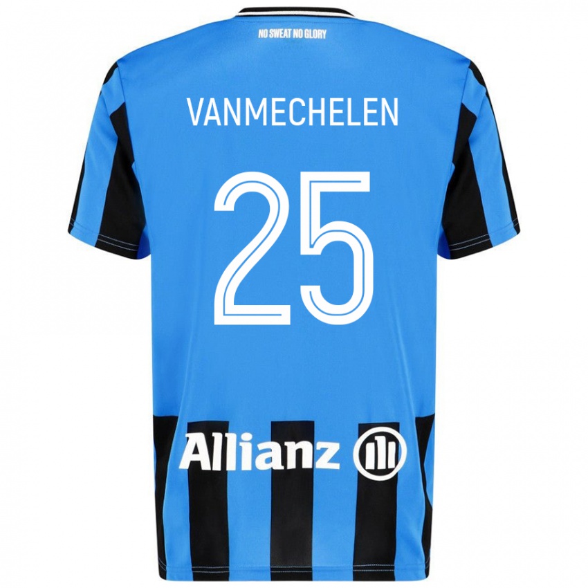 Gyermek Davinia Vanmechelen #25 Égszínkék Fekete Hazai Jersey 2024/25 Mez Póló Ing