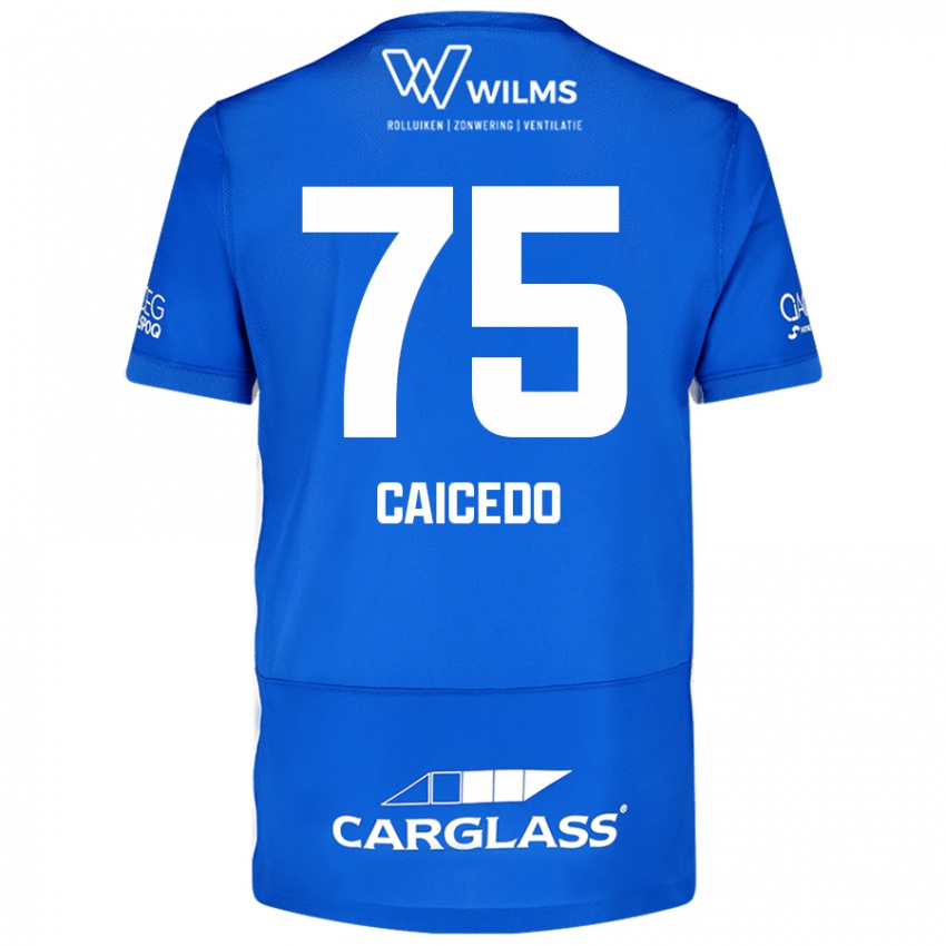 Gyermek Alfred Caicedo #75 Kék Hazai Jersey 2024/25 Mez Póló Ing