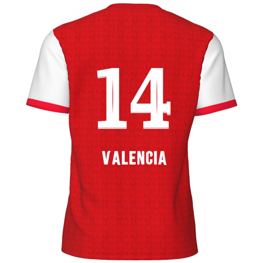 Gyermek Anthony Valencia #14 Piros Fehér Hazai Jersey 2024/25 Mez Póló Ing