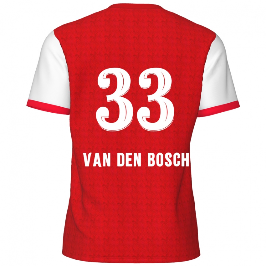 Gyermek Zeno Van Den Bosch #33 Piros Fehér Hazai Jersey 2024/25 Mez Póló Ing