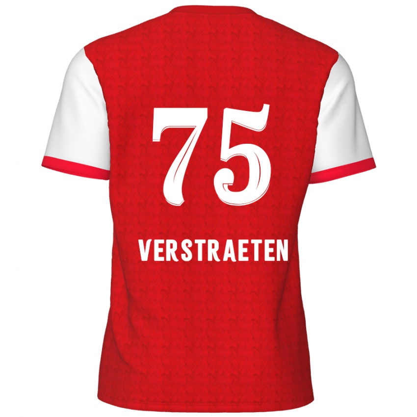 Gyermek Andreas Verstraeten #75 Piros Fehér Hazai Jersey 2024/25 Mez Póló Ing