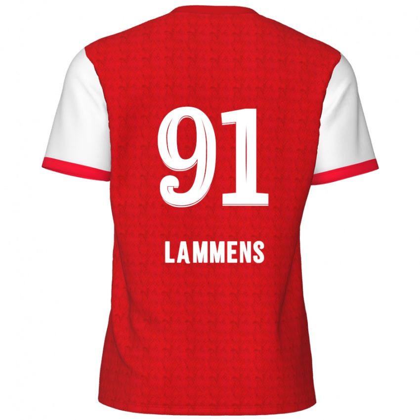 Gyermek Senne Lammens #91 Piros Fehér Hazai Jersey 2024/25 Mez Póló Ing