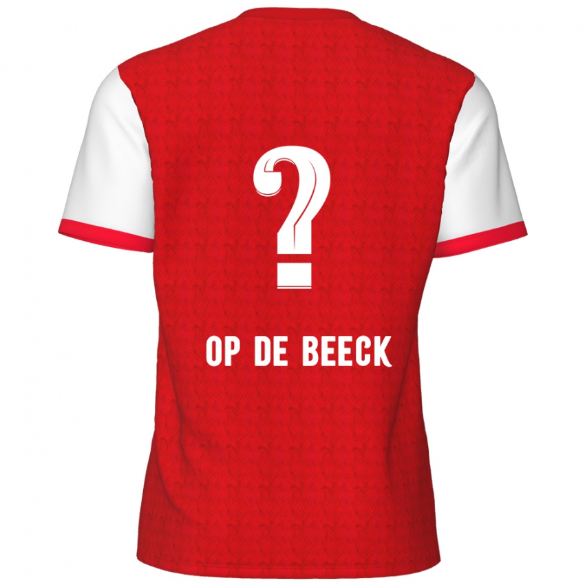 Gyermek Gregg Op De Beeck #0 Piros Fehér Hazai Jersey 2024/25 Mez Póló Ing