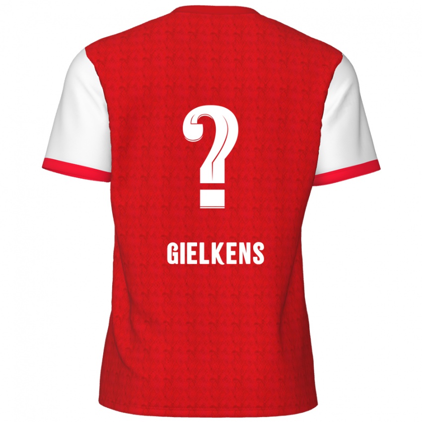 Gyermek Mathijs Gielkens #0 Piros Fehér Hazai Jersey 2024/25 Mez Póló Ing