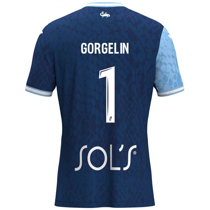 Gyermek Mathieu Gorgelin #1 Égszínkék Sötétkék Hazai Jersey 2024/25 Mez Póló Ing