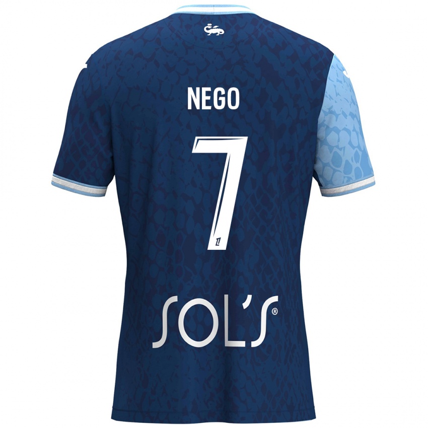 Gyermek Loïc Nego #7 Égszínkék Sötétkék Hazai Jersey 2024/25 Mez Póló Ing