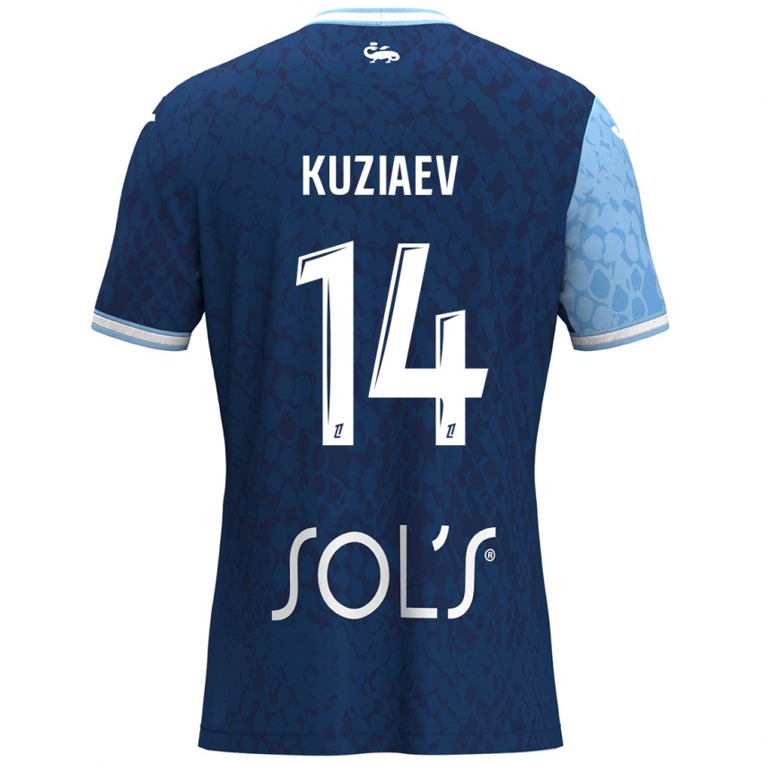 Gyermek Daler Kuzyaev #14 Égszínkék Sötétkék Hazai Jersey 2024/25 Mez Póló Ing