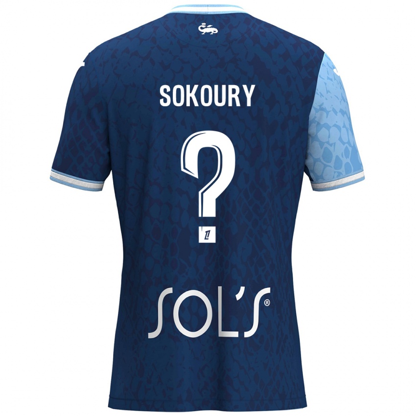 Gyermek Junior Sokoury #0 Égszínkék Sötétkék Hazai Jersey 2024/25 Mez Póló Ing