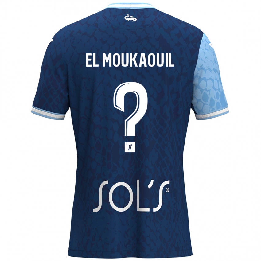 Gyermek Mohamed El Moukaouil #0 Égszínkék Sötétkék Hazai Jersey 2024/25 Mez Póló Ing