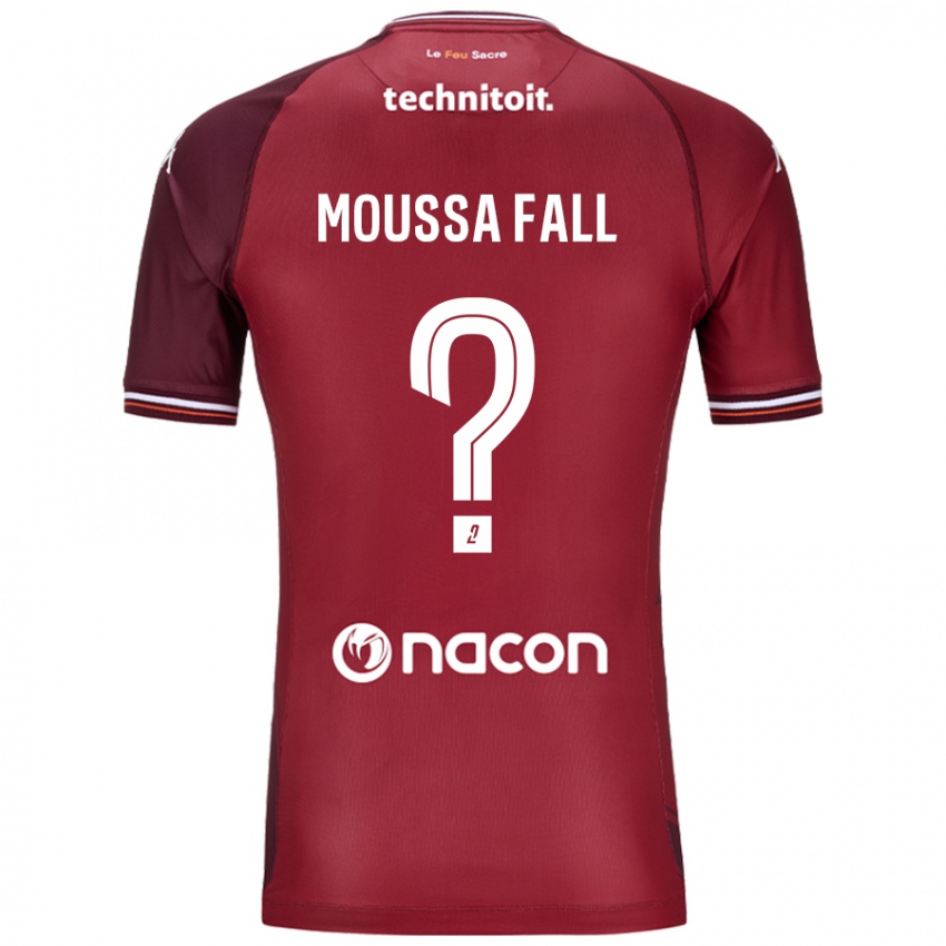 Gyermek Pape Moussa Fall #0 Piros Granata Hazai Jersey 2024/25 Mez Póló Ing