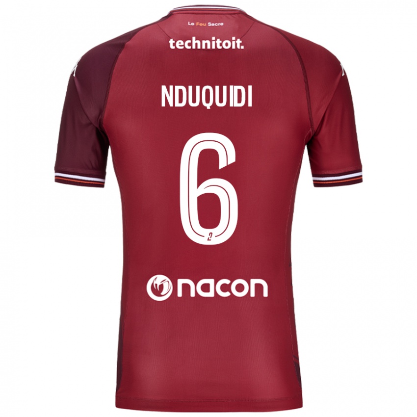 Gyermek Joseph Nduquidi #6 Piros Granata Hazai Jersey 2024/25 Mez Póló Ing