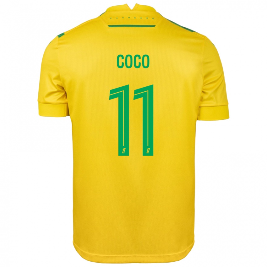 Gyermek Marcus Coco #11 Sárga Zöld Hazai Jersey 2024/25 Mez Póló Ing