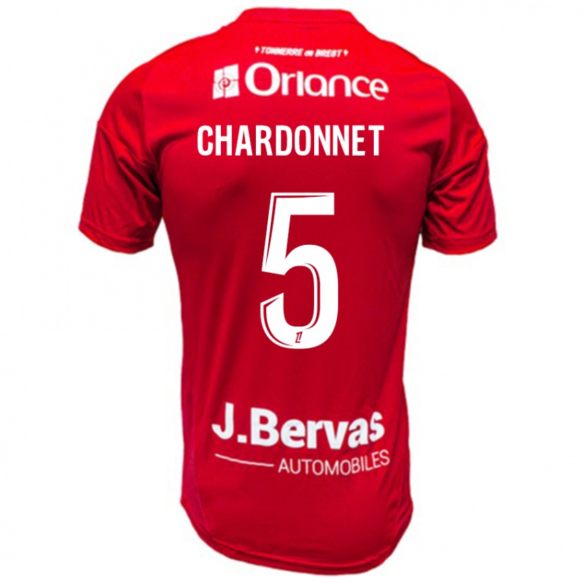 Gyermek Brendan Chardonnet #5 Piros Fehér Hazai Jersey 2024/25 Mez Póló Ing