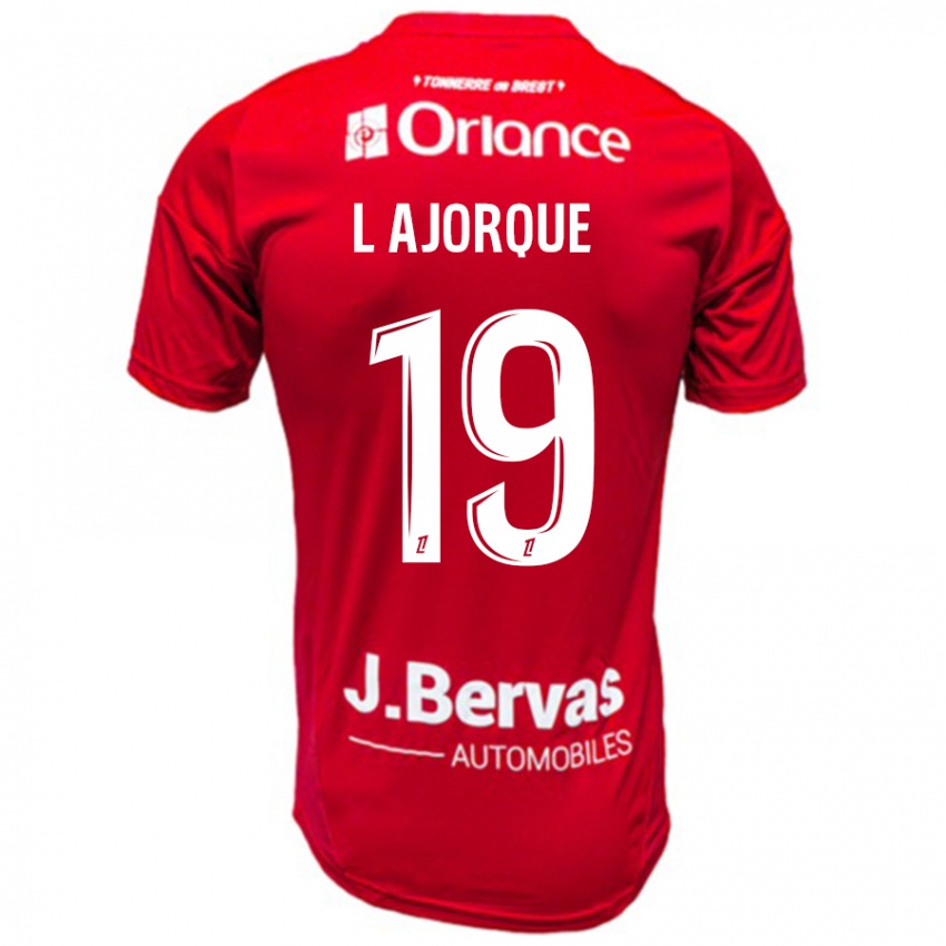 Gyermek Ludovic Ajorque #19 Piros Fehér Hazai Jersey 2024/25 Mez Póló Ing