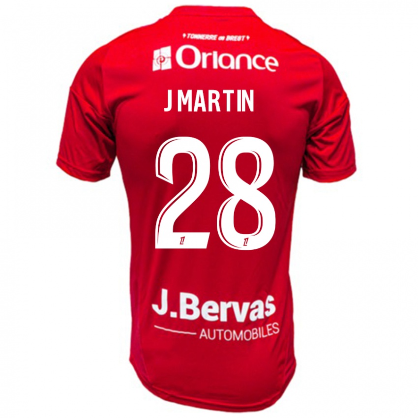 Gyermek Jonas Martin #28 Piros Fehér Hazai Jersey 2024/25 Mez Póló Ing