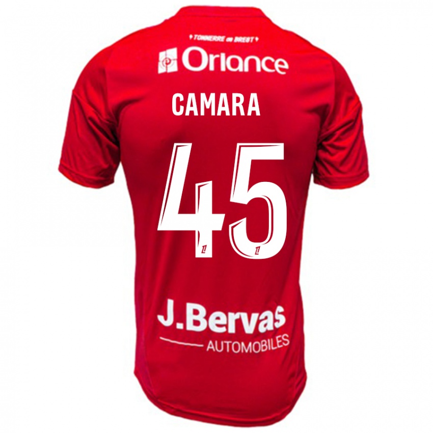 Gyermek Mahdi Camara #45 Piros Fehér Hazai Jersey 2024/25 Mez Póló Ing