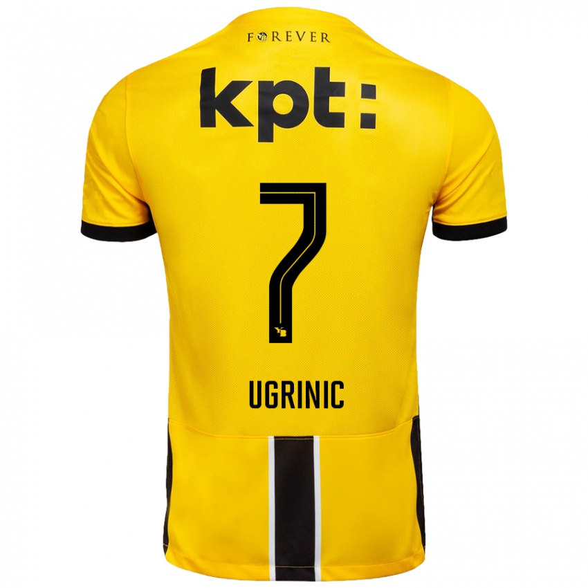 Gyermek Filip Ugrinic #7 Sárga Fekete Hazai Jersey 2024/25 Mez Póló Ing