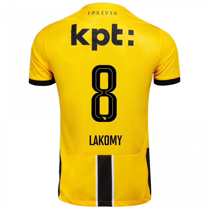 Gyermek Lukasz Lakomy #8 Sárga Fekete Hazai Jersey 2024/25 Mez Póló Ing