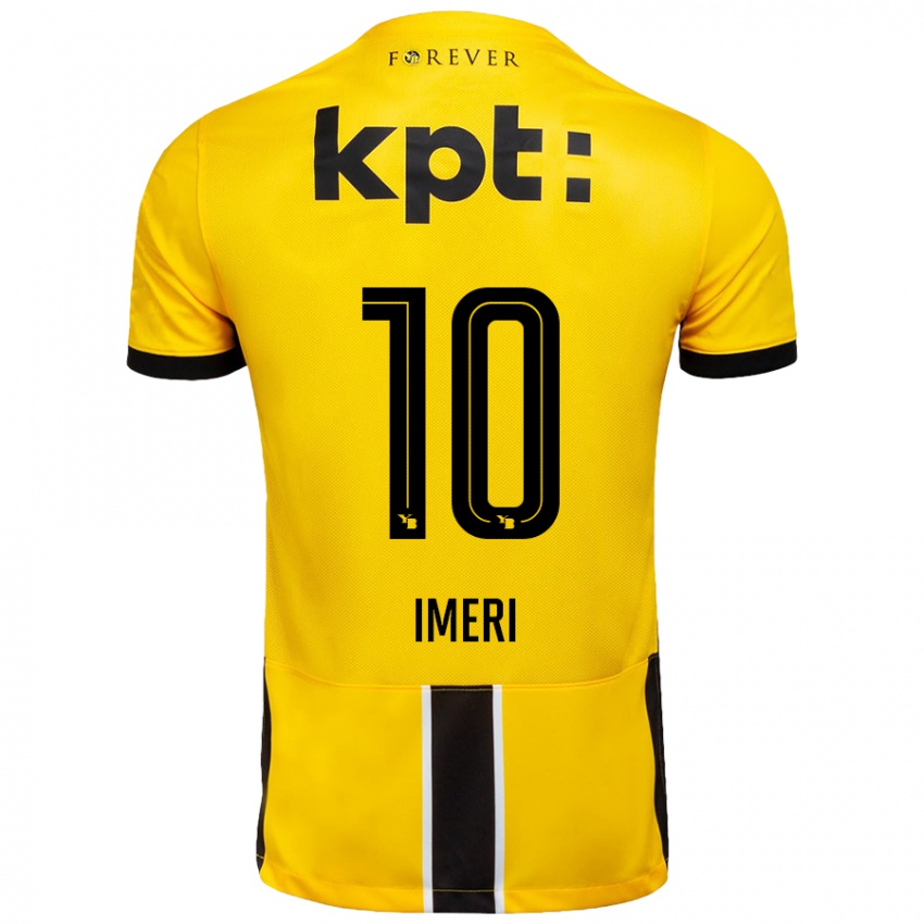 Gyermek Kastriot Imeri #10 Sárga Fekete Hazai Jersey 2024/25 Mez Póló Ing