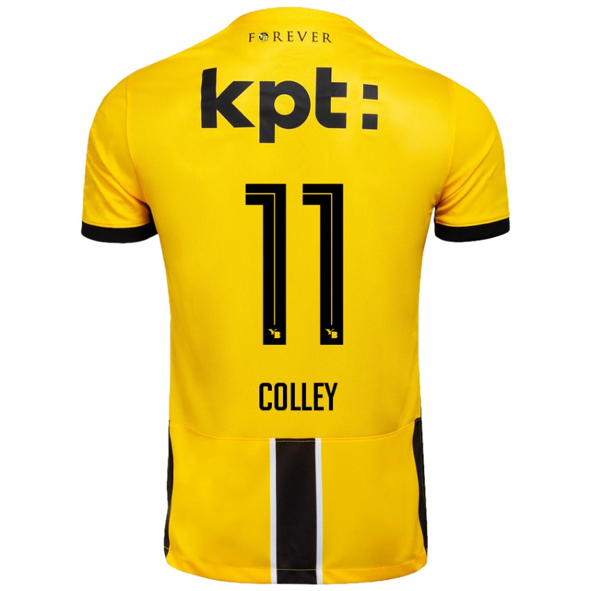 Gyermek Ebrima Colley #11 Sárga Fekete Hazai Jersey 2024/25 Mez Póló Ing