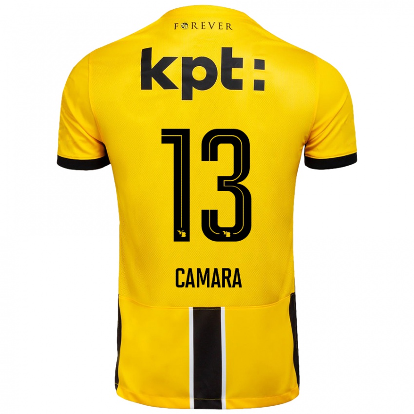 Gyermek Mohamed Camara #13 Sárga Fekete Hazai Jersey 2024/25 Mez Póló Ing