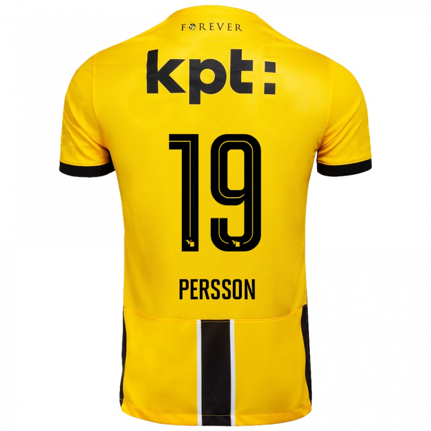 Gyermek Noah Persson #19 Sárga Fekete Hazai Jersey 2024/25 Mez Póló Ing