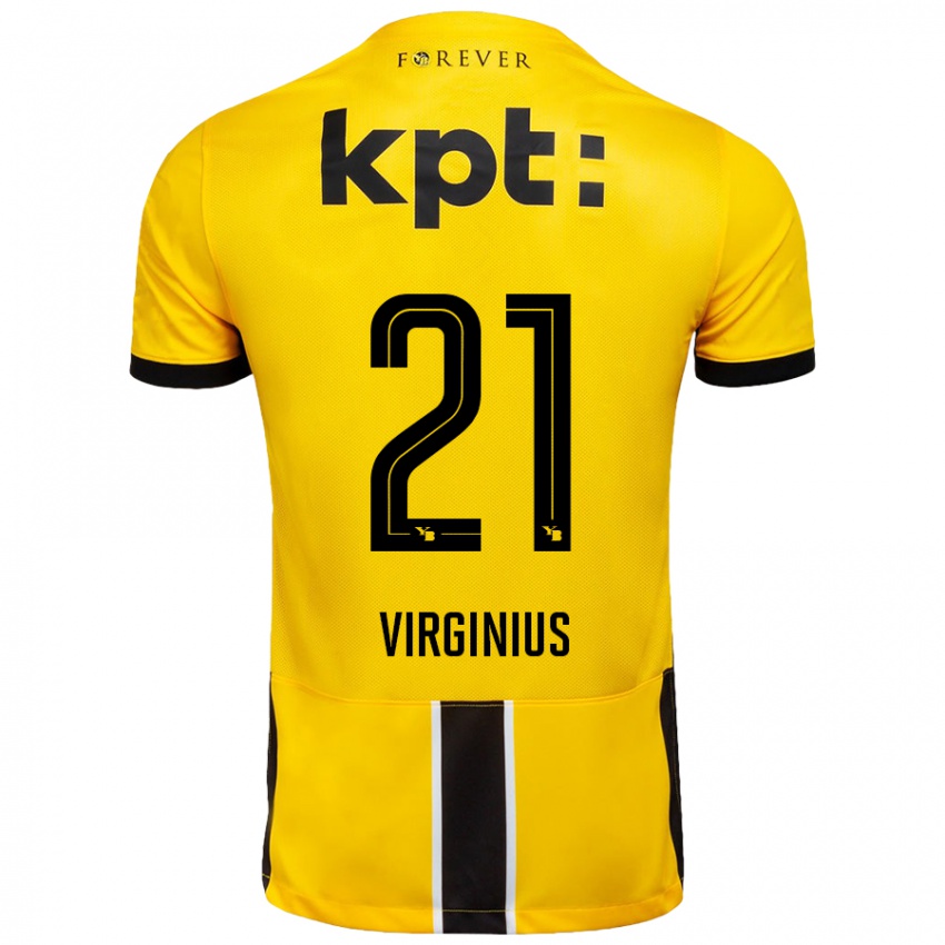 Gyermek Alan Virginius #21 Sárga Fekete Hazai Jersey 2024/25 Mez Póló Ing