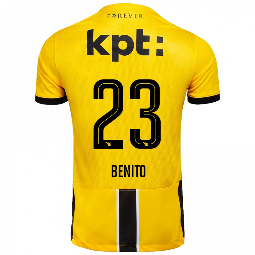 Gyermek Loris Benito #23 Sárga Fekete Hazai Jersey 2024/25 Mez Póló Ing