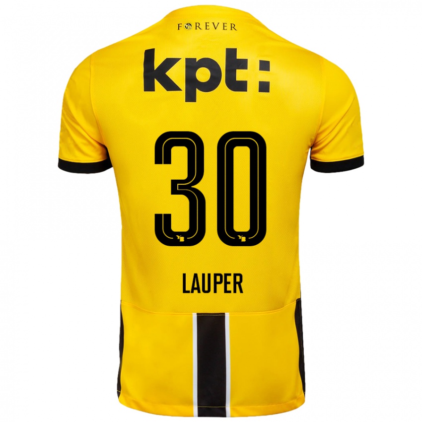 Gyermek Sandro Lauper #30 Sárga Fekete Hazai Jersey 2024/25 Mez Póló Ing