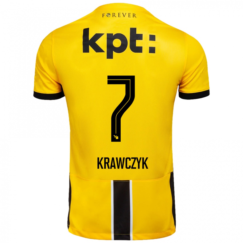 Gyermek Caroline Krawczyk #7 Sárga Fekete Hazai Jersey 2024/25 Mez Póló Ing