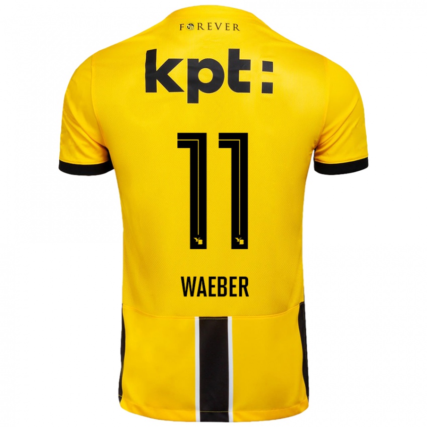 Gyermek Stéphanie Waeber #11 Sárga Fekete Hazai Jersey 2024/25 Mez Póló Ing