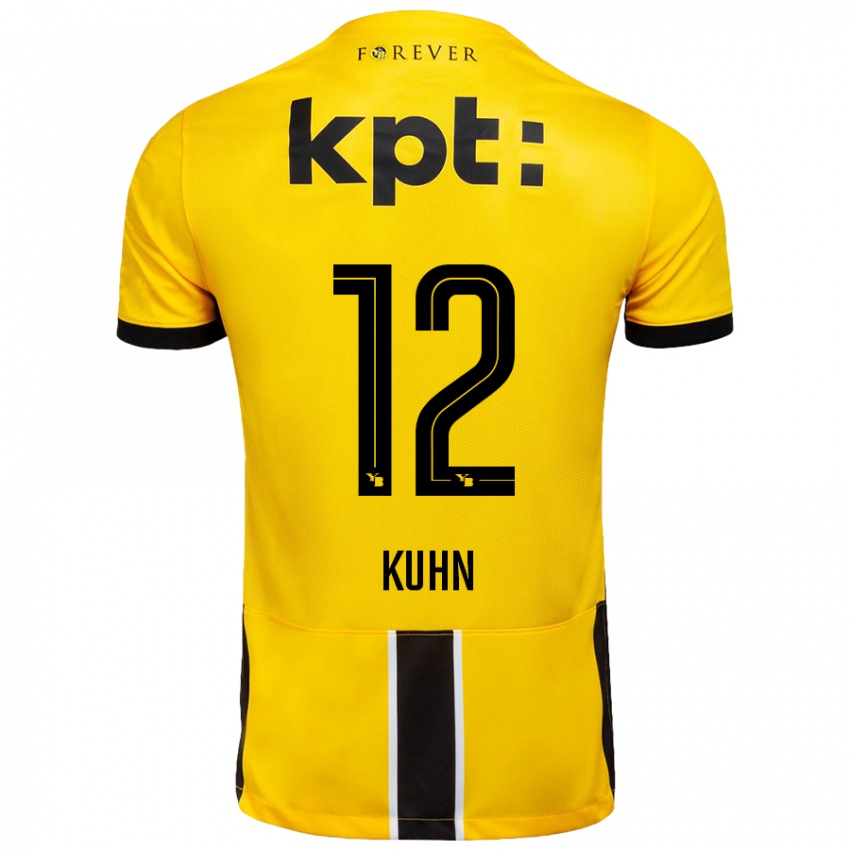 Gyermek Athena Kühn #12 Sárga Fekete Hazai Jersey 2024/25 Mez Póló Ing