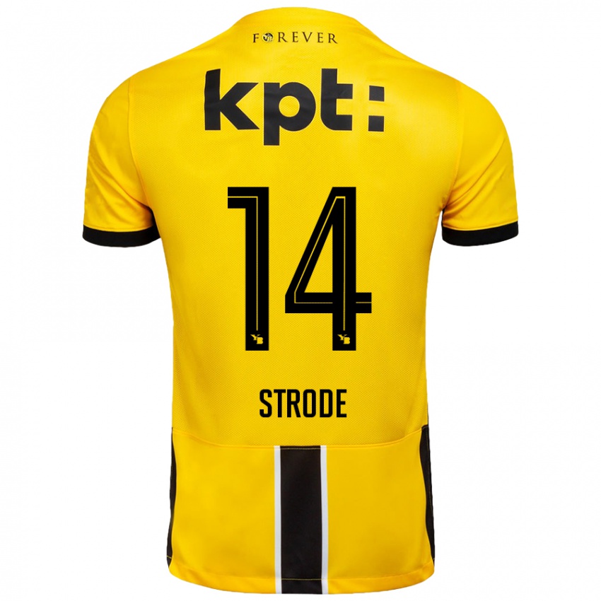 Gyermek Courtney Strode #14 Sárga Fekete Hazai Jersey 2024/25 Mez Póló Ing