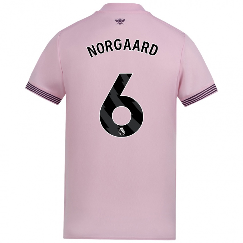 Gyermek Christian Nørgaard #6 Rózsaszín Idegenbeli Jersey 2024/25 Mez Póló Ing