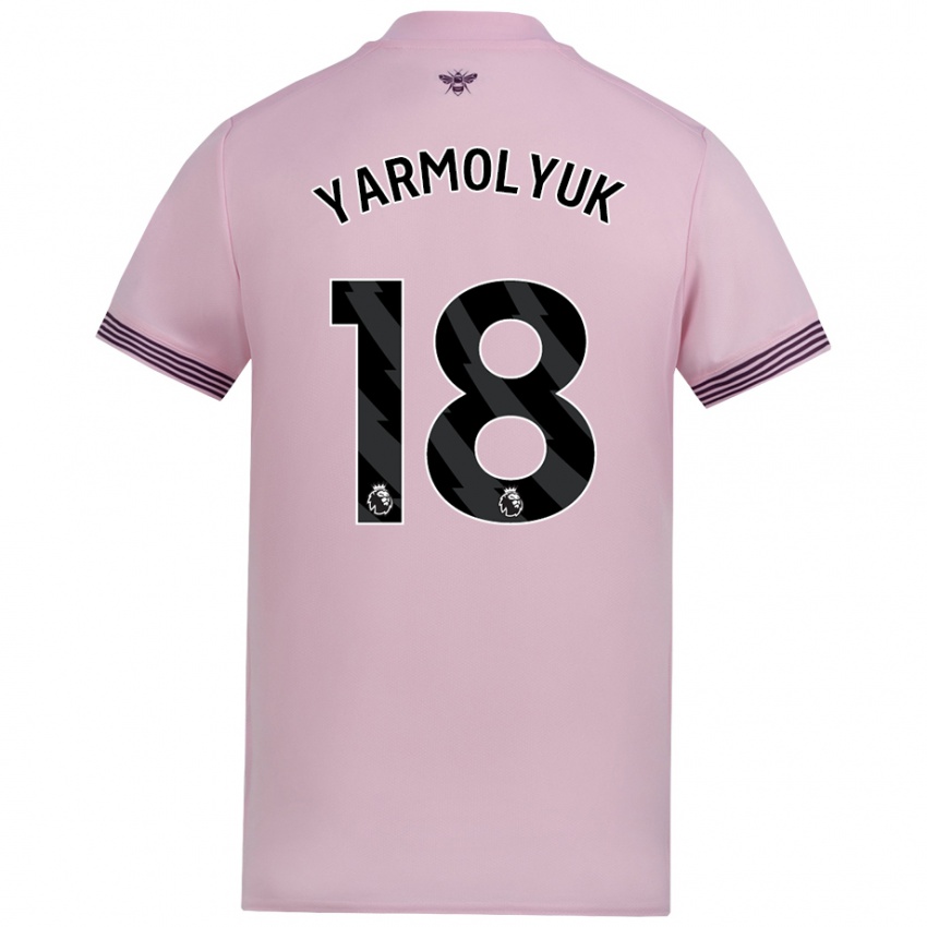 Gyermek Yegor Yarmolyuk #18 Rózsaszín Idegenbeli Jersey 2024/25 Mez Póló Ing