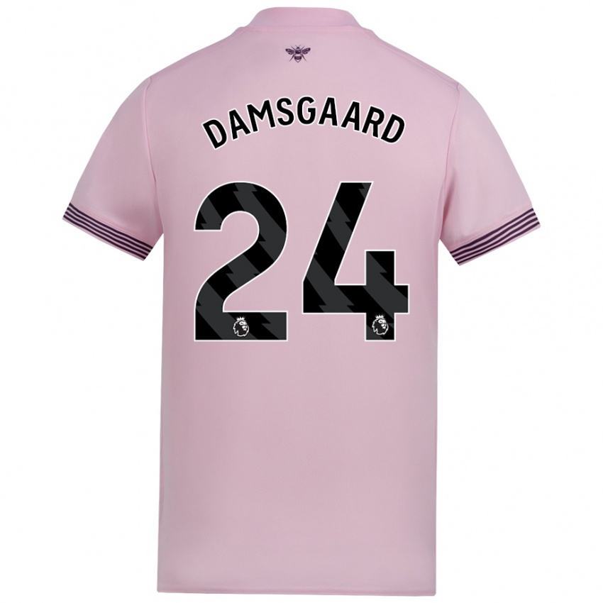 Gyermek Mikkel Damsgaard #24 Rózsaszín Idegenbeli Jersey 2024/25 Mez Póló Ing