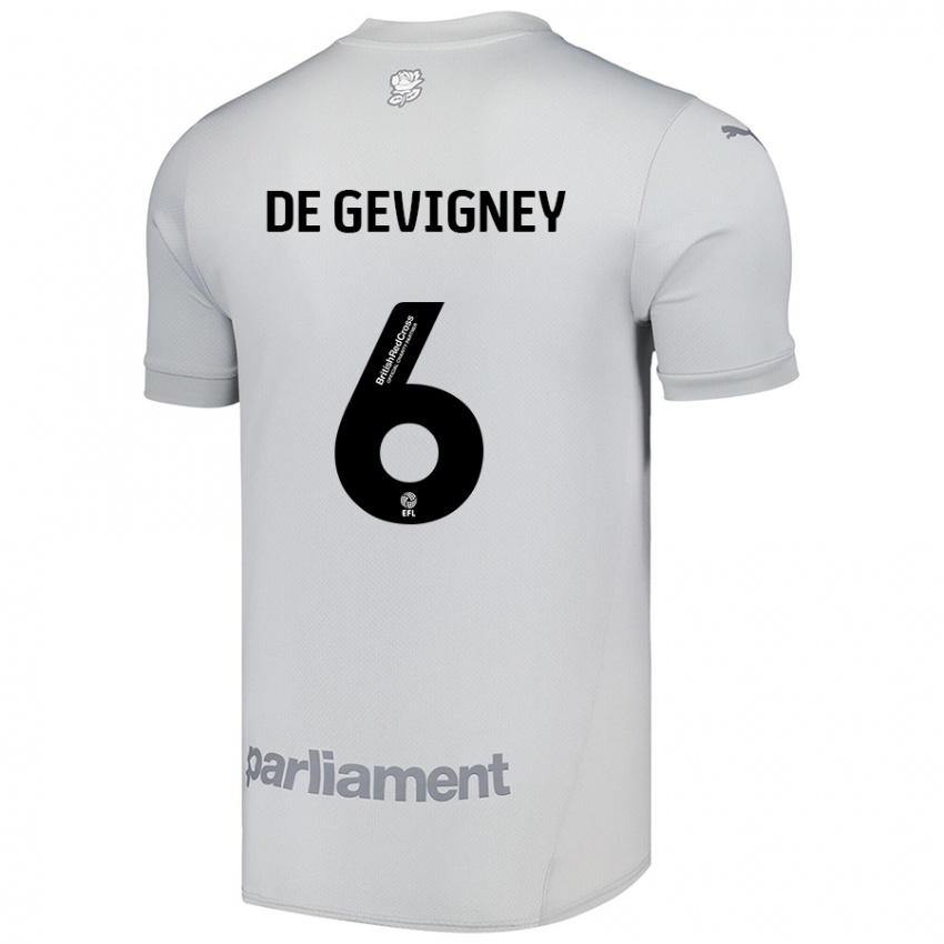 Gyermek Maël De Gevigney #6 Ezüstszürke Idegenbeli Jersey 2024/25 Mez Póló Ing