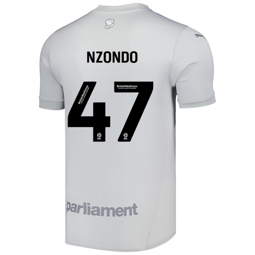 Gyermek Emmaisa Nzondo #47 Ezüstszürke Idegenbeli Jersey 2024/25 Mez Póló Ing