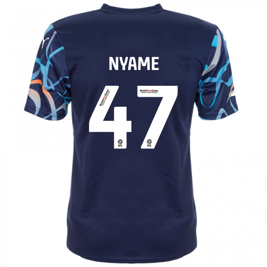 Gyermek Josh Nyame #47 Sötétkék Idegenbeli Jersey 2024/25 Mez Póló Ing