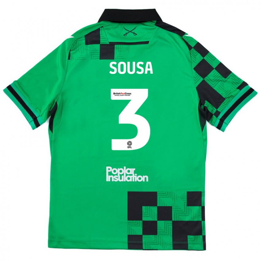 Gyermek Lino Sousa #3 Zöld Fekete Idegenbeli Jersey 2024/25 Mez Póló Ing