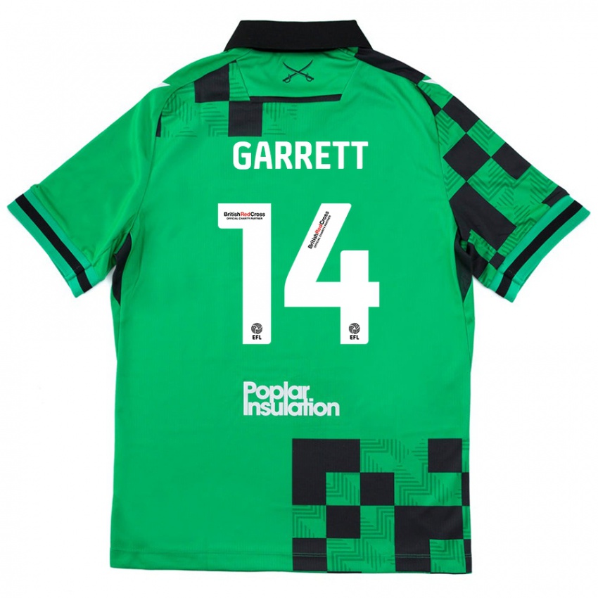 Gyermek Jake Garrett #14 Zöld Fekete Idegenbeli Jersey 2024/25 Mez Póló Ing