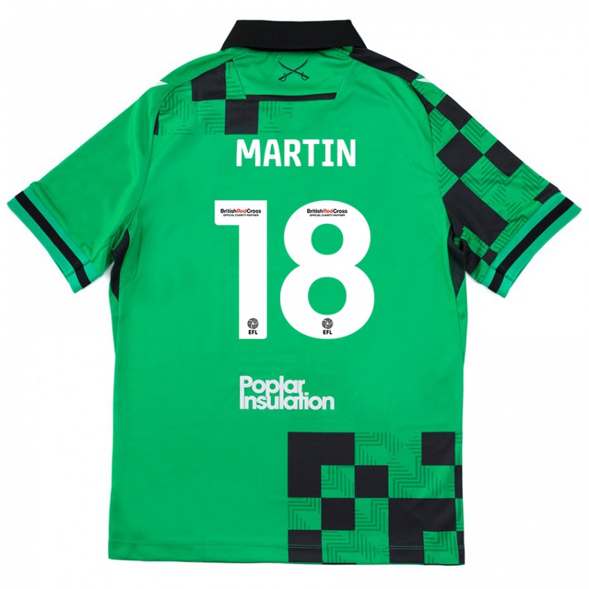 Gyermek Chris Martin #18 Zöld Fekete Idegenbeli Jersey 2024/25 Mez Póló Ing