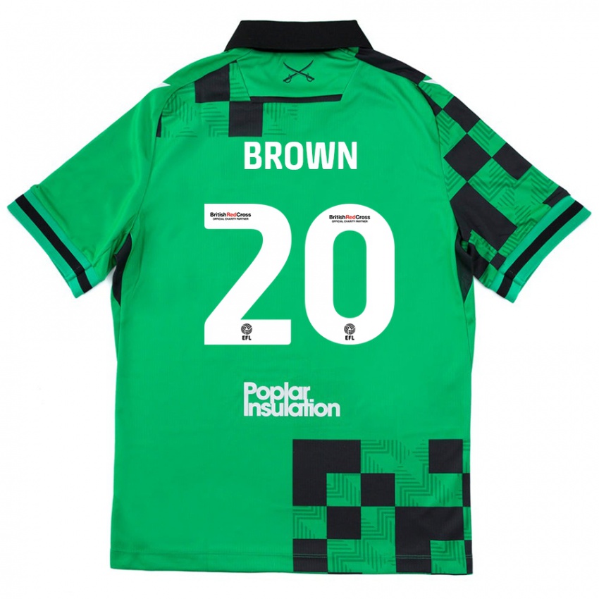 Gyermek Jevani Brown #20 Zöld Fekete Idegenbeli Jersey 2024/25 Mez Póló Ing