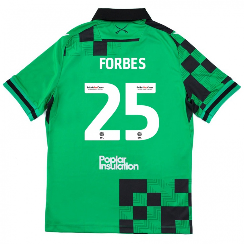 Gyermek Michael Forbes #25 Zöld Fekete Idegenbeli Jersey 2024/25 Mez Póló Ing