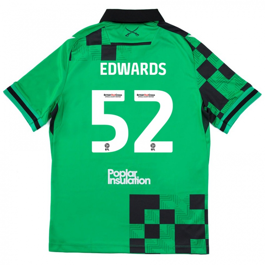 Gyermek Max Edwards #52 Zöld Fekete Idegenbeli Jersey 2024/25 Mez Póló Ing