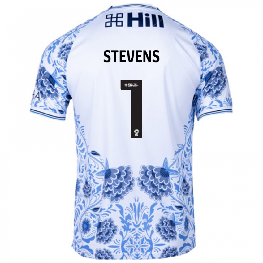 Gyermek Jack Stevens #1 Fehér Kék Idegenbeli Jersey 2024/25 Mez Póló Ing