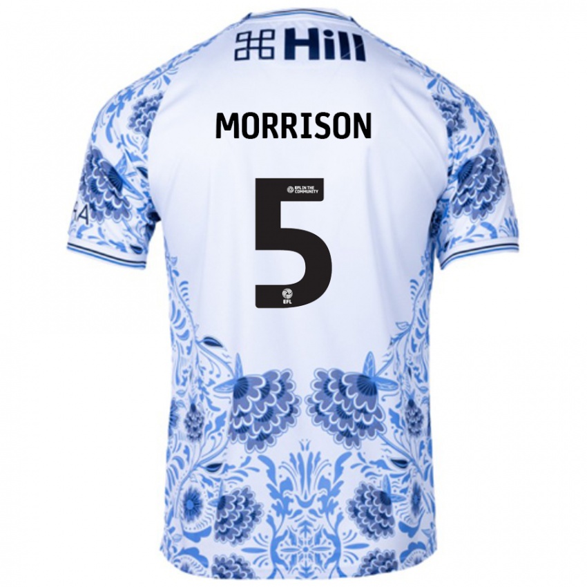 Gyermek Michael Morrison #5 Fehér Kék Idegenbeli Jersey 2024/25 Mez Póló Ing